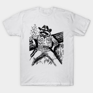 Cowboy Raccoon Funny Animal Meme T-Shirt